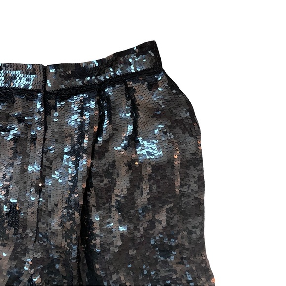 ♣️Vintage Black Silk Sequined High-Waisted Shorts, Size Medium - Picture 6 of 10